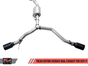 AWE Tuning 20-21 Jeep Gladiator JT 3.6L Tread Edition Cat-Back Dual Exhaust - Diamond Black Tip