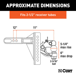 Curt Adjustable Channel Mount w/2-5/16in Ball & Pintle (2-1/2in Shank 20000lbs)