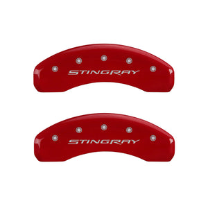 MGP 4 Caliper Covers Engraved Front & Rear Stingray Red finish silver ch