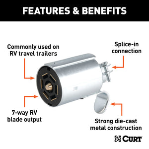 Curt 7-Way RV Blade Connector Plug (Trailer Side Diecast Metal)