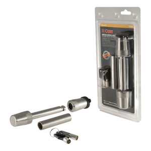 Curt 1/2in Hitch Lock w/5/8in Adapter (1-1/4in or 2in Receiver Barbell Stainless)