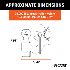 Curt SecureLatch Ball & Pintle Hitch Combination (2in Ball 20000lbs)