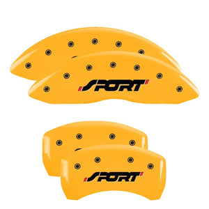 MGP 4 Caliper Covers Engraved Front & Rear SPORT Yellow finish black ch