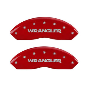 MGP Front set 2 Caliper Covers Engraved Front WRANGLER Red finish silver ch