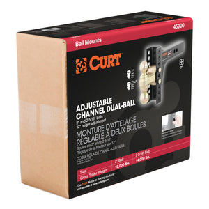 Curt Adjustable Channel Mount w/Dual Ball (2in Shank 14000lbs 6in Drop)