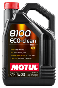 Motul 5L Synthetic Engine Oil 8100 0W30 4x5L ECO-CLEAN  ACEA C2 API SM ST.JLR 03.5007