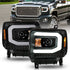 ANZO 2014-2015 GMC Sierra 1500 Projector Headlights w/ Light Bar Black Housing (Halogen Type)