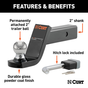 Curt Towing Starter Kit w/2in Ball (2in Shank 7500lbs 4in Drop)