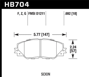 Hawk 06-09 Toyota RAV4 / 10-13 Toyota Matrix Performance Ceramic Front Brake Pads