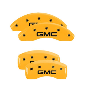 MGP 4 Caliper Covers Engraved Front & Rear Style 2/Chrysler Wing Yellow finish black ch