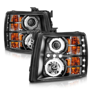 ANZO 2007-2013 Chevrolet Silverado 1500 Projector Headlights w/ Halo Black