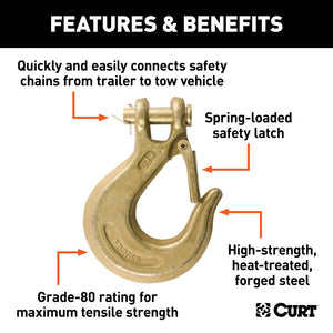 Curt 7/16in Safety Latch Clevis Hook (40000lbs)