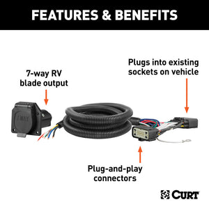 Curt 11-15 Ford Explorer Custom Wiring Harness (7-Way RV Blade Output)