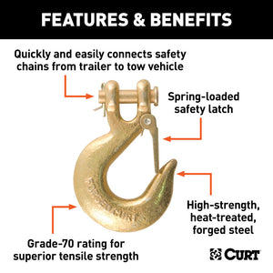 Curt 3/8in Safety Latch Clevis Hook (24000lbs)