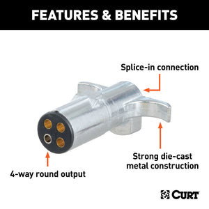 Curt 4-Way Round Connector Plug (Trailer Side Packaged)