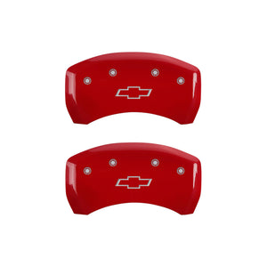 MGP 4 Caliper Covers Engraved Front & Rear Bowtie Red finish silver ch