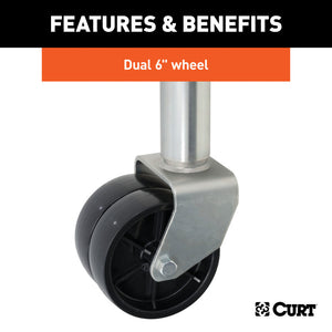 Curt Marine Jack w/Dual 6in Wheels (1500lbs 10in Travel Packaged)