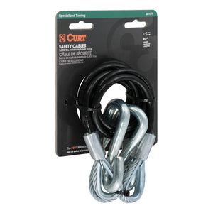 Curt 44-1/2in Safety Cables w/2 Snap Hooks (5000lbs Vinyl-Coated 2-Pack)