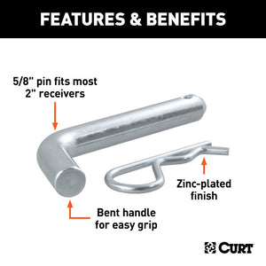 Curt 5/8in Hitch Pin (2in Receiver Zinc)