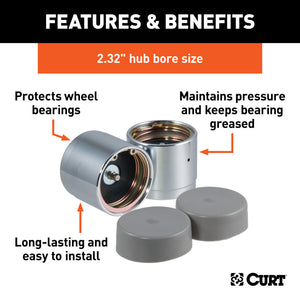 Curt 2.32in Bearing Protectors & Covers (2-Pack)