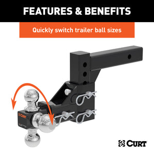 Curt Adjustable Tri-Ball Mount (2in Shank 1-7/8in 2in & 2-5/16in Balls)