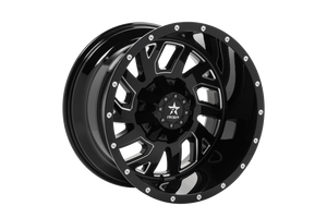 RBP 65R Glock 20x12 6x135/139.7 BP / 4.75 BS -44mm Offset 87mm CB Gloss Black Machined Grooves Wheel