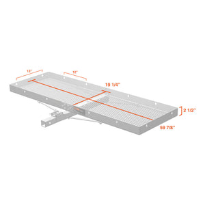 Curt 60in x 20in Aluminum Tray-Style Cargo Carrier (Folding 2in Shank)