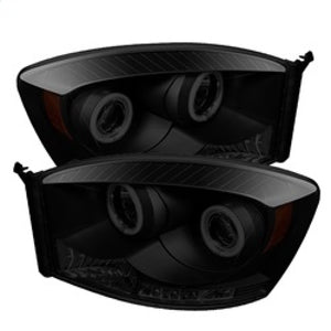 Spyder Dodge Ram 1500 06-08 06-09 Projector Headlights CCFL Halo LED Blk Smke PRO-YD-DR06-CCFL-BSM