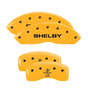 MGP 4 Caliper Covers Engraved Front & Rear Mach 1 Yellow Finish Black Char 2004 Ford Mustang