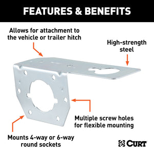 Curt Connector Mounting Bracket for 4 or 6-Way Round