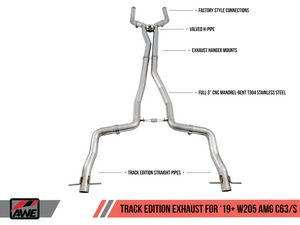 AWE Tuning 2019+ Mercedes-Benz C63/S AMG Sedan (W205) Track Edition Exhaust - No Tips