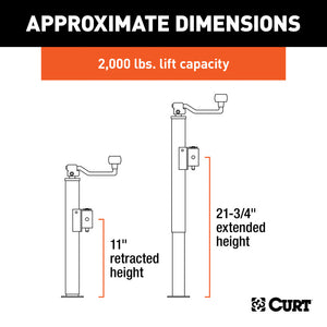 Curt Pipe-Mount Swivel Jack w/Top Handle (2000lbs 10in Travel)