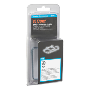 Curt 1/4in Safety Pin w/12in Chain (2-3/4in Pin Length Packaged)