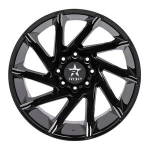 RBP 77R Spike 20x10 8x170 BP / 5.5 BS / 0mm Offset 129mm CB Gloss Black w/Machined Accent Wheel