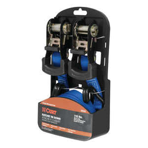 Curt 16ft Blue Cargo Straps w/J-Hooks (733lbs 2-Pack)