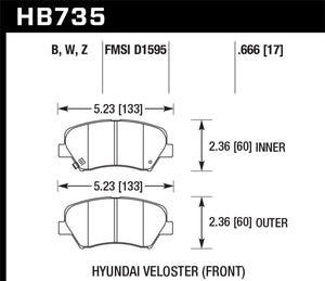 Hawk 12-15 Hyundai Veloster / 13-15 Hyundai Elantra DTC-30 Race Front Brake Pads