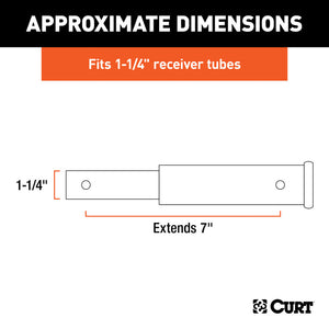 Curt 7in Receiver Tube Extender (1-1/4in Shank Not for Towing Use)