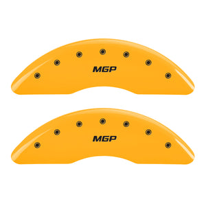 MGP 4 Caliper Covers Engraved Front & Rear GMC Yellow finish black ch