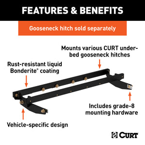 Curt 15-18 GMC Sierra 3500 HD Double Lock Gooseneck Installation Brackets