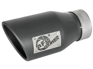 aFe MACH Force-Xp 3in 304 SS Metallic Black Exhaust Tip 3in In x 4-1/2in Out x 9in L Bolt-On Left