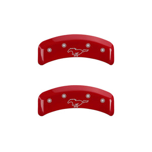 MGP 4 Caliper Covers Engraved Front Mustang Engraved Rear Pony Red finish silver ch