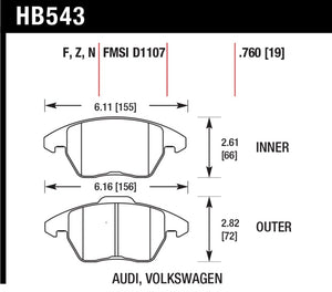 Hawk 2006-2009 Audi A3 TFSIi Quattro 2.0 HPS 5.0 Front Brake Pads