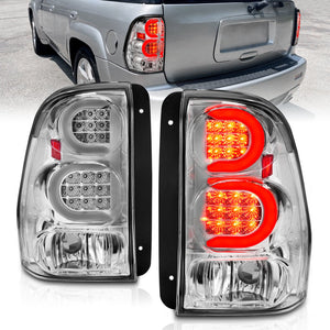 ANZO 2002-2009 Chevrolet Trailblazer LED Tail Lights w/ Light Bar Chrome Housing Clear Lens