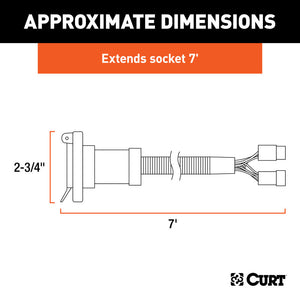 Curt 95-10 Dodge Ram 2500 7ft Custom Wiring Harness Extension (Adds 7-Way RV Blade to Truck Bed)