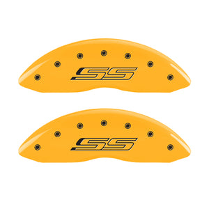 MGP 4 Caliper Covers Engraved Front & Rear Gen 5/SS Yellow finish black ch