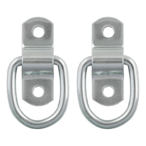 Curt 1in x 1-1/4in Surface-Mounted Tie-Down D-Rings (1200lbs Clear Zinc 2-Pack)