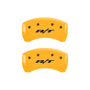 MGP 4 Caliper Covers Engraved Front & Rear RT1-Truck Yellow Finish Black Char 2007 Dodge Charger