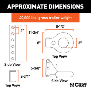 Curt SecureLatch Lunette Ring & Channel (40000 lbs 3in I.D. 11-3/4in Channel Height)