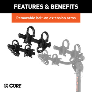 Curt Extendable Hitch-Mounted Bike Rack (2 or 4 Bikes 1-1/4in or 2in Shank)