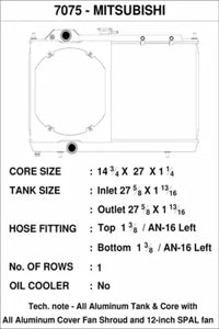 CSF 96-07 Mitsubishi Evo 4/5/6/7/8/9 Full-Slim Radiator w/12in Fan & Shroud/-16AN & Slip On Fitting